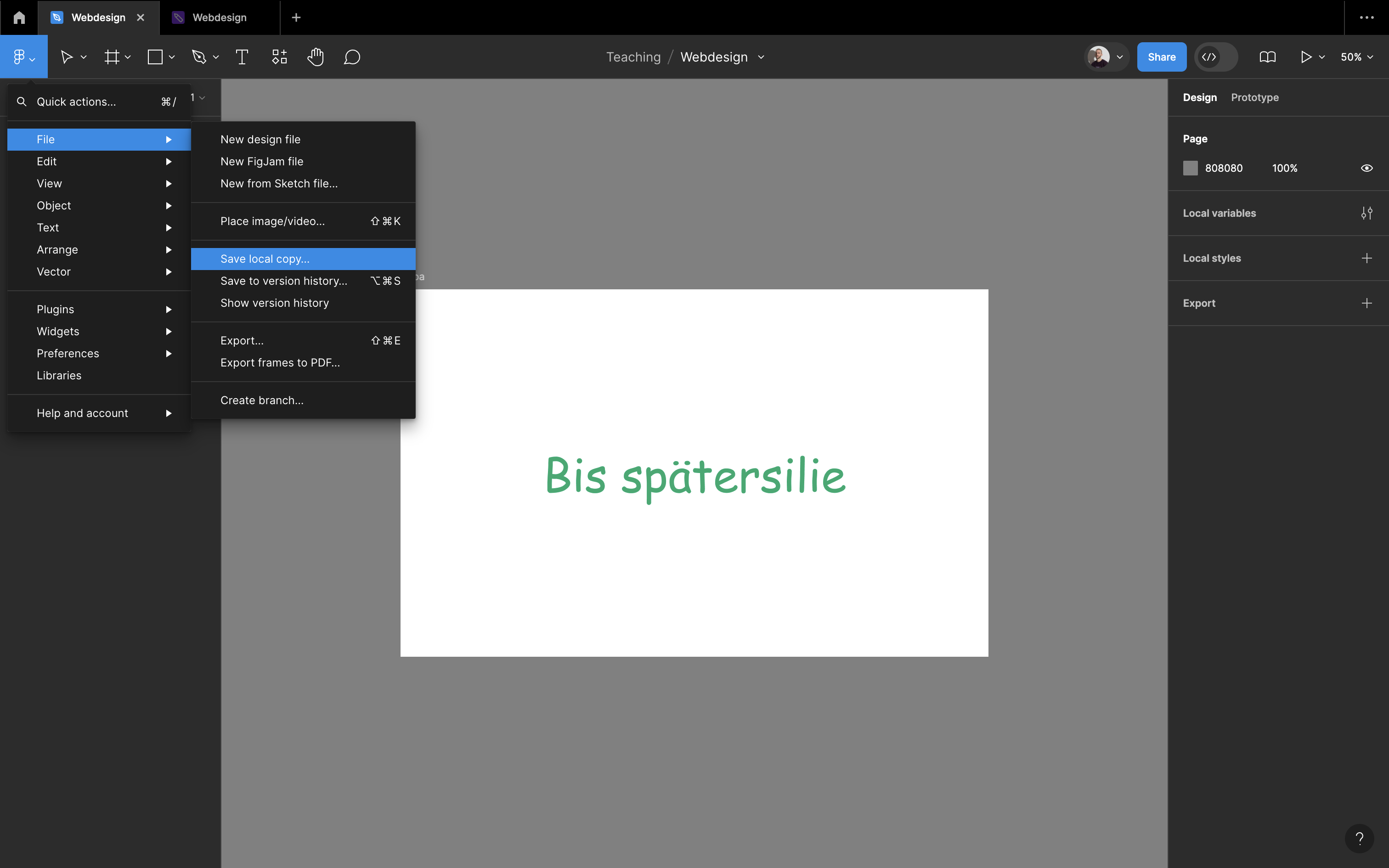 Figma Design als File exportieren